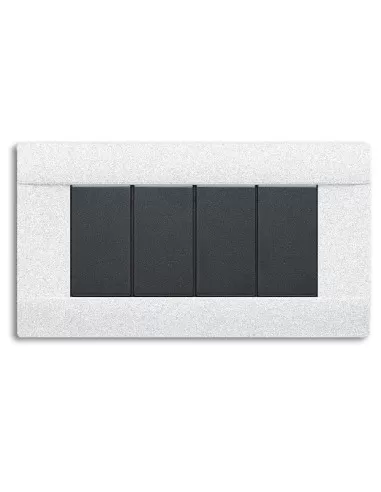 Ave plaque en technopolymère brillant 4 modules marbré série 45p04m blanc