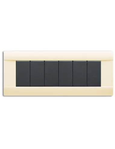 Ave weiße 6-Modul-Tellerplatte aus Technopolymer 45p06bl Blanc-Serie