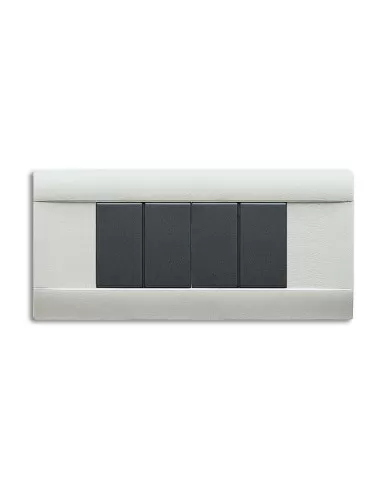 Plaque en technopolymère Ave 6 modules, gris RAL7035 45p06r, série Blanc