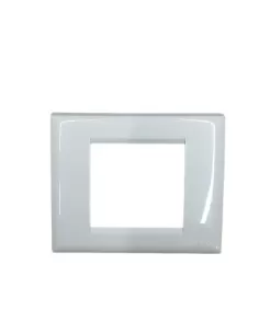 Placa de tecnopolímero Ave 2 módulos lado a lado gris RAL7035 para caja redonda/cuadrada serie 45p12r blanco