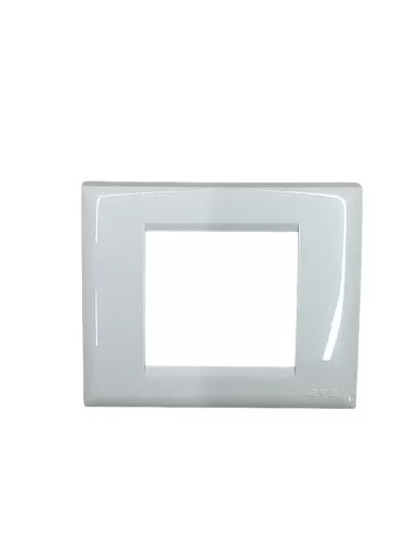 Placa de tecnopolímero Ave 2 módulos lado a lado gris RAL7035 para caja redonda/cuadrada serie 45p12r blanco