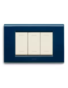 Ave placca zama45 metallo 3 moduli blu marine 45p93bm serie zama