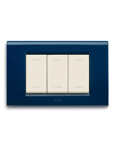 Placa metálica Ave zama45 3 módulos azul marino 45p93bm serie zama