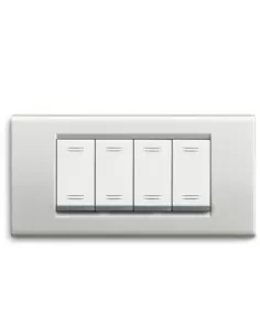 Ave placca zama45 metallo 4 moduli bianco micalizzato 45p94bmc serie zama