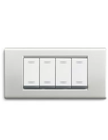 Ave placca zama45 metallo 4 moduli bianco micalizzato 45p94bmc serie zama