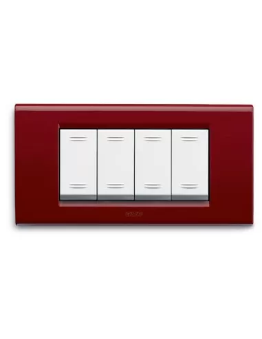 Ave placca zama45 metallo 4 moduli bordeaux 45p94bx serie zama