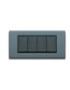 Ave placca zama45 metallo 4 moduli grigio ardesia 45p94ga serie zama