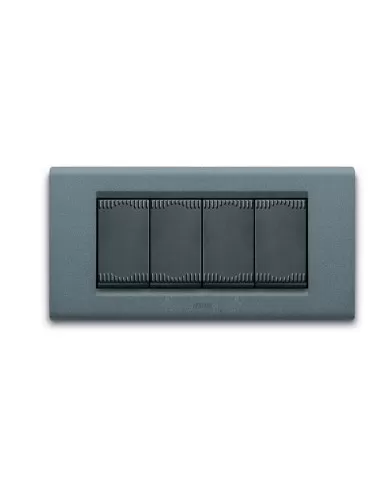 Ave placca zama45 metallo 4 moduli grigio ardesia 45p94ga serie zama