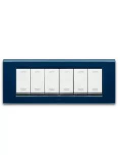 Ave placca zama45 metallo 6 moduli blu marine 45p96bm serie zama