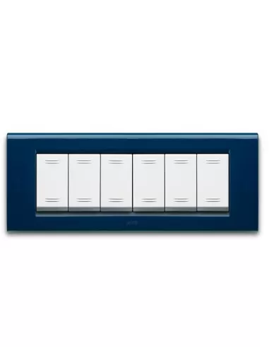Ave placca zama45 metallo 6 moduli blu marine 45p96bm serie zama