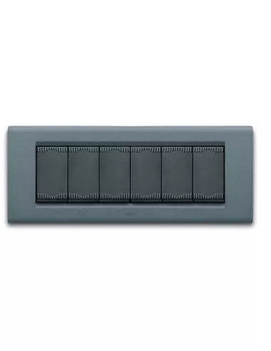 Ave placca zama45 metallo 6 moduli grigio ardesia 45p96ga serie zama