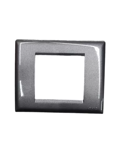 Ave 45p12gm placca tecnopolimero 2moduli grigio metallizzato per scatola tonda quadrata