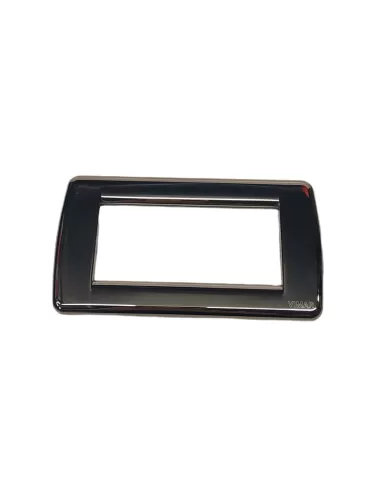 Vimar 16754.31 Round Plate 4 Modules Metal Chrome Black