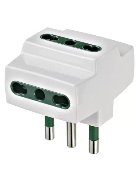 Adaptateur triple Vimar 00321.B 16 A, 3 prises, bivalent 10/16 A, blanc