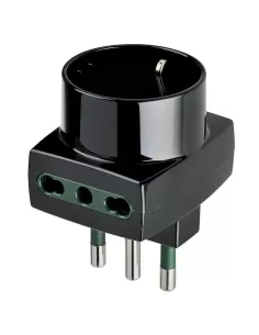 Vimar 00323 Adaptador Triple 16A 2P Bipasso Bivalente 10/16A Schuko Negro