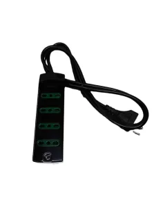 Vimar 00404.C Regleta de enchufes de 4 vías con doble pulsador, 10/16 A, 16 A, color negro, con cable 2