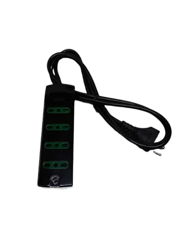 Vimar 00404.C Regleta de enchufes de 4 vías con doble pulsador, 10/16 A, 16 A, color negro, con cable