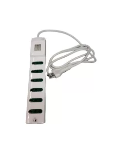 Vimar 00407.CB 6-Socket Power Strip with 10/16A Dual-Push Switch, White, with Cable