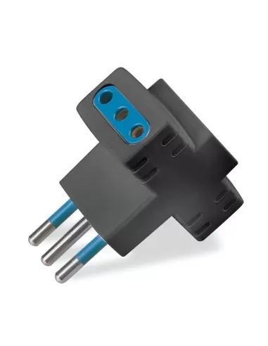 Adaptateur bleu Scame 144 455//n, 3 sorties, 2P, 10A