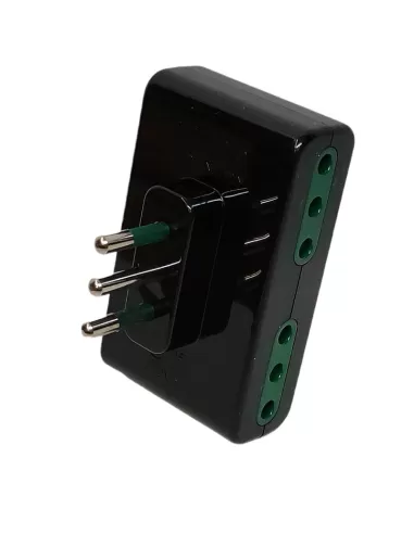 Adaptateur triple plat Vimar 01161, 4 prises 2P T 10A S11, noir italien