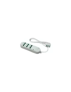 Regleta blanca Fanton 41010 con 3 enchufes de doble salida 2p t 16a y cable de 1,5m, enchufe 2p t16a