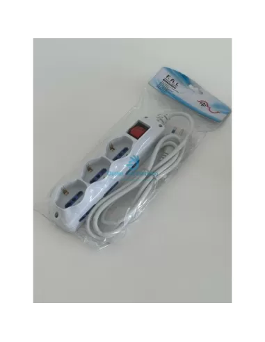 Fai 8041 weiße Mehrfachsteckdose 3 Plätze p30 + 6 bivalente seitliche Plätze mit Kabel und Schalter