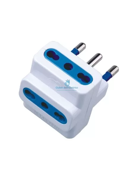 Adaptateur multiple bidirectionnel 16 A Cfg e269s avec 3 prises, blanc