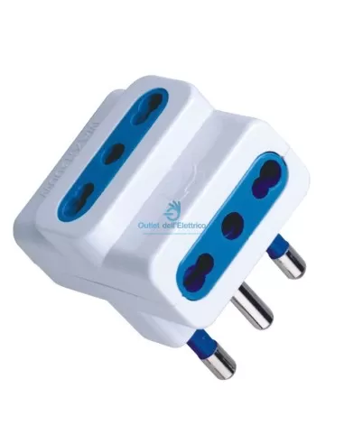 Adaptateur multiple bidirectionnel 16 A Cfg e269s avec 3 prises, blanc
