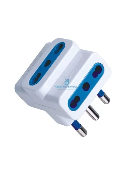 Adaptateur multiple bidirectionnel 16 A Cfg e269s avec 3 prises, blanc
