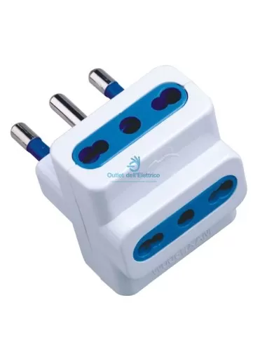 Cfg e269s 16A two-way multiple adapter with 3 sockets, white