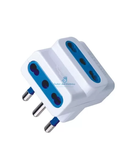 Cfg e269s 16A two-way multiple adapter with 3 sockets, white