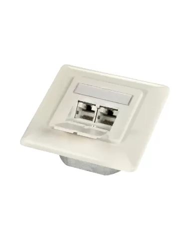 2 prises murales blindées RJ45 IP43 Cat 6 RAL7035