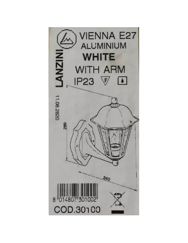 Lanzini 30100 vienna braccio bianco all 100w e27