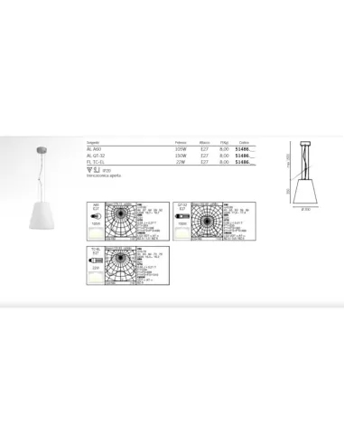 Martini 51486 suspension 11 axes avec cône en verre ouvert