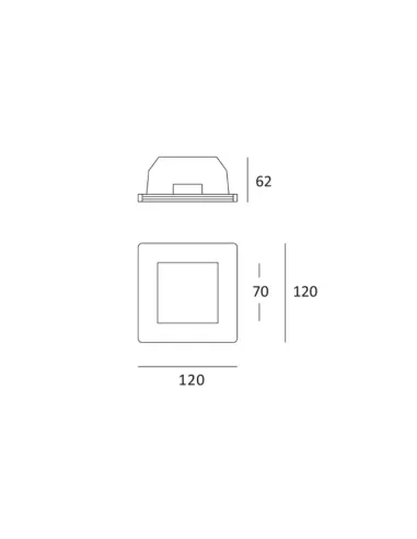 Spot encastré carré GU10 pour plâtre de 9 à 15 mm, avec verre et supports réglables.