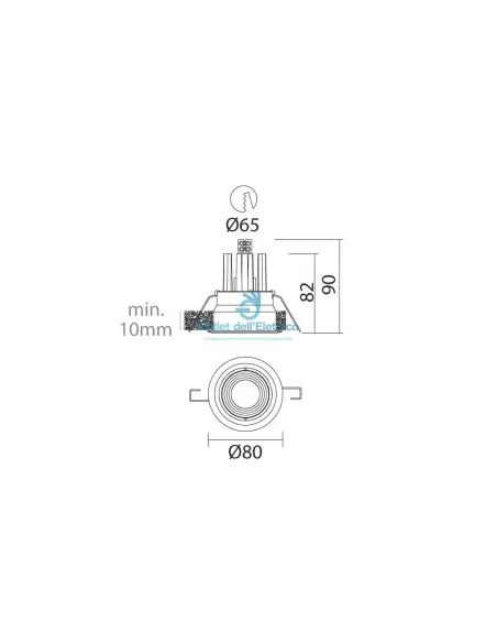 I-led arent 1 faretto incasso d 77 tondo fisso nikel 6 led 2w 500ma ip40 l calda 70° s//alim  88203n70