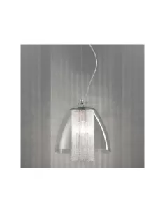 Lulu's large clear crystal pendant light with fringed beads 1x75w e27