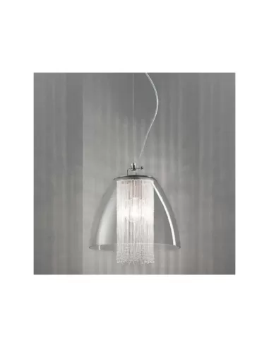 Suspension Lulu en cristal clair avec perles à franges 1x75w e27