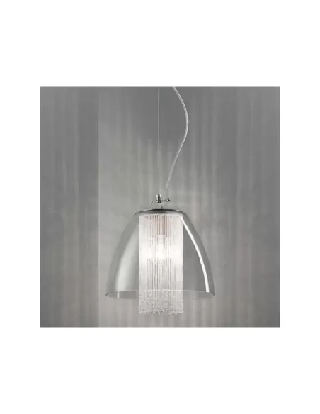 Lulu's large clear crystal pendant light with fringed beads 1x75w e27