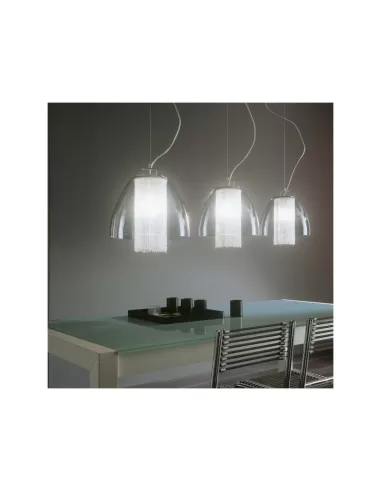 Suspension Lulu en cristal clair avec perles à franges 1x75w e27