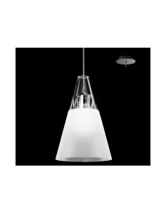 Gemma s1d suspensión descentralizada cono cristal arenado esfera transparente e27 75w