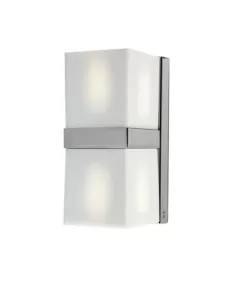 Fabbian cubetto wall lamp 2x60w g9 crystal chrome frame double emission 19.2x8x10.2cm