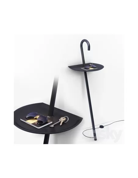 Martinelli Luce 2289 Clochard floor lamp, direct light, LED, black table lamp, plug-in power supply