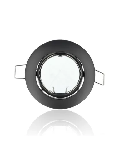 Spot encastré rond, orientable, diamètre de perçage de 70 mm, culot GU10, noir mat