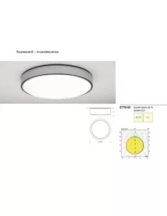 Plafonnier circulaire Martinelli Luce 2775//42, 3 x 60 W E27 argenté