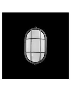 Goccia illuminazione 4598ne marina antivandalo ovale 2x9w con griglia nera 2