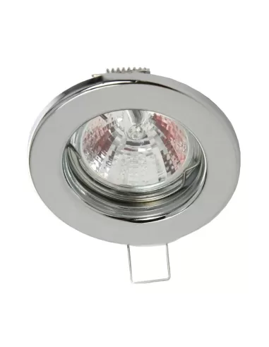 Arkos 350c round recessed light, polished chrome, with glass, IP65, F70, GU5.3, 12V