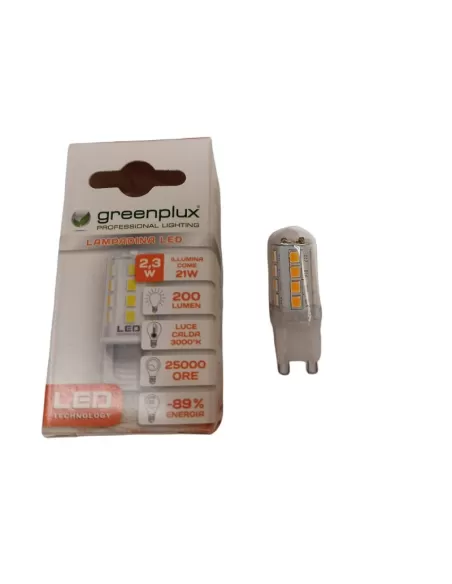 Greenplux gp-s-lcbg924 lampada led bispina 2,3w g9 3000°k