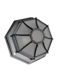 Black octagonal ceiling light E27 w//frosted glass grid for ceiling and wall 2