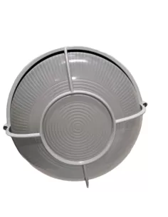 Deckenleuchte T542, rund, weiß, E27, mit Gitter, satiniertes Glas, Deckenwand